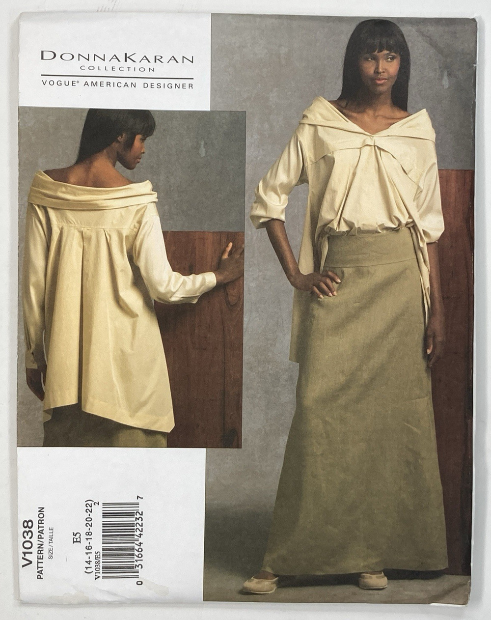Vogue 1038 Donna Karan Loose-Fitting Shirt & Floor Length Skirt 14-22 Uncut '08